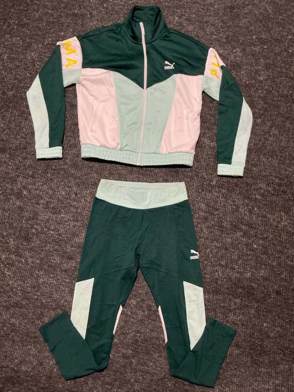 Puma Track Jacket Sets Womens Size Small Green and White Used